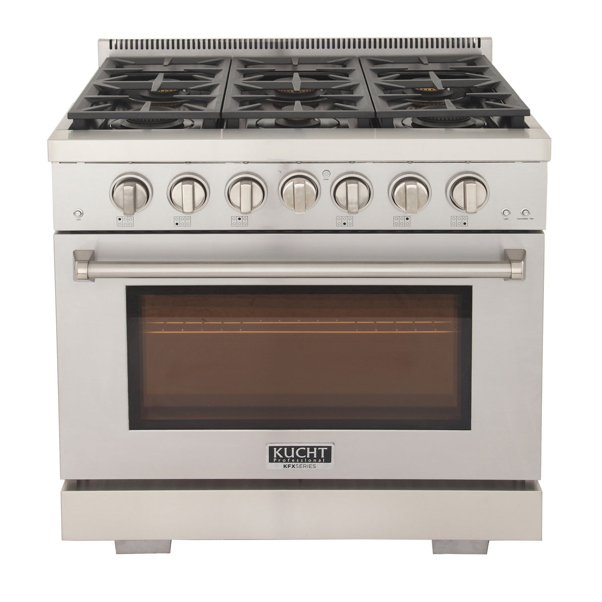 KUCHT Professional 36 in. 5.2 cu. ft. Natural Gas Range with Sealed Burners and Convection Oven in Stainless Steel With Knobs