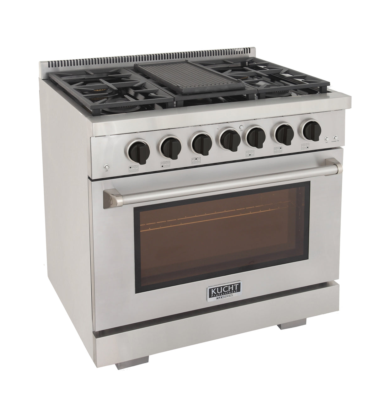KUCHT Professional 36 in. 5.2 cu. ft. Propane Gas Range with Sealed Burners and Convection Oven in Stainless Steel With Knobs