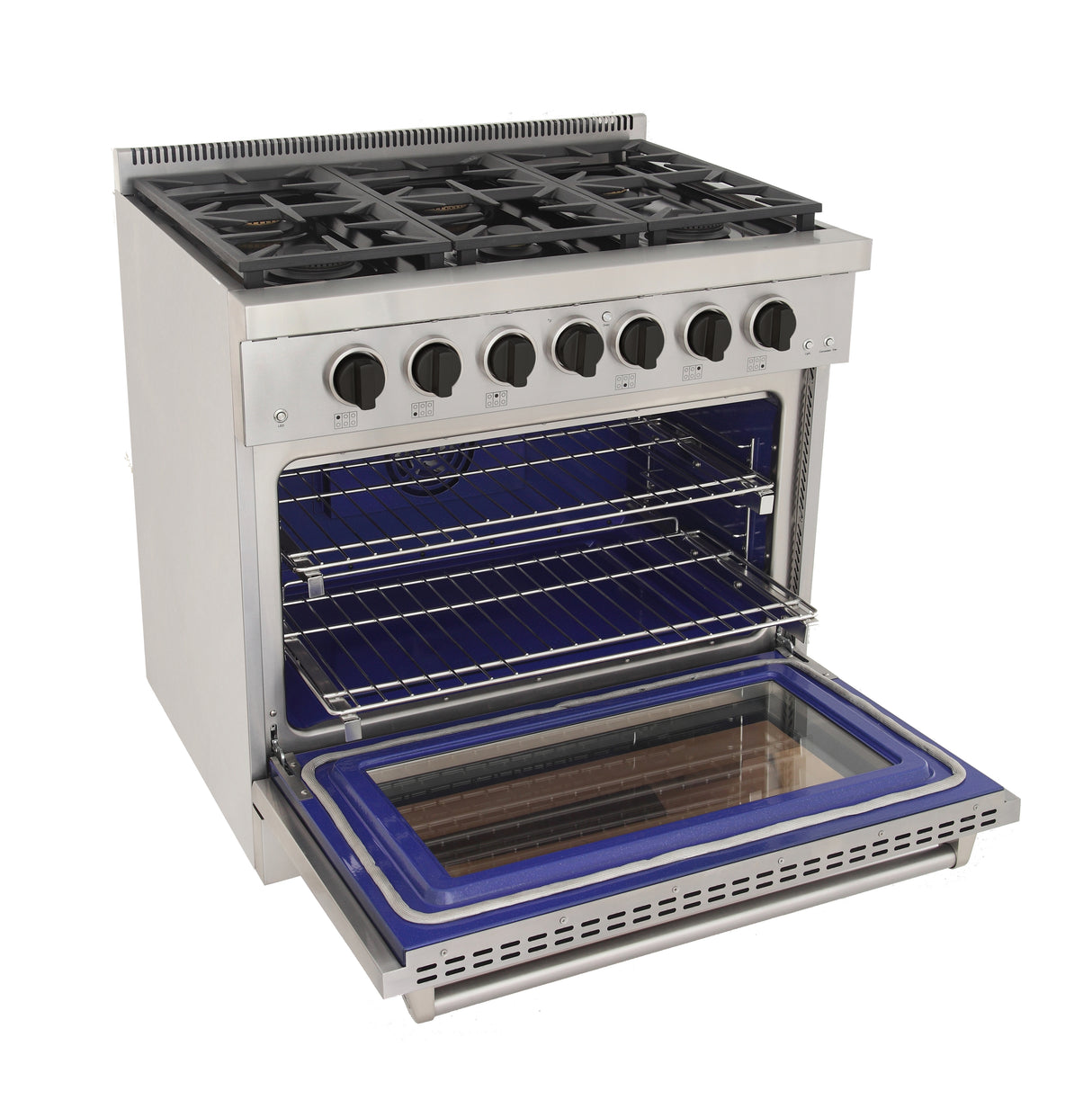 KUCHT Professional 36 in. 5.2 cu. ft. Natural Gas Range with Sealed Burners and Convection Oven in Stainless Steel With Knobs