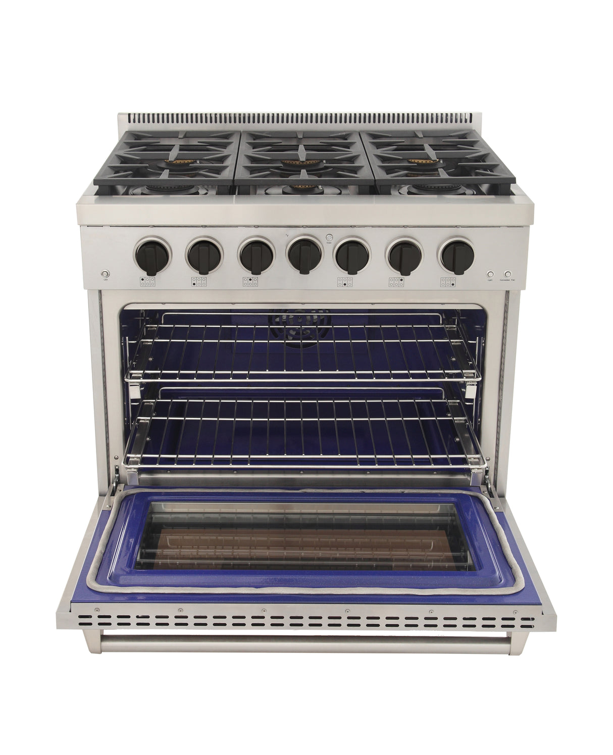 KUCHT Professional 36 in. 5.2 cu. ft. Natural Gas Range with Sealed Burners and Convection Oven in Stainless Steel With Knobs