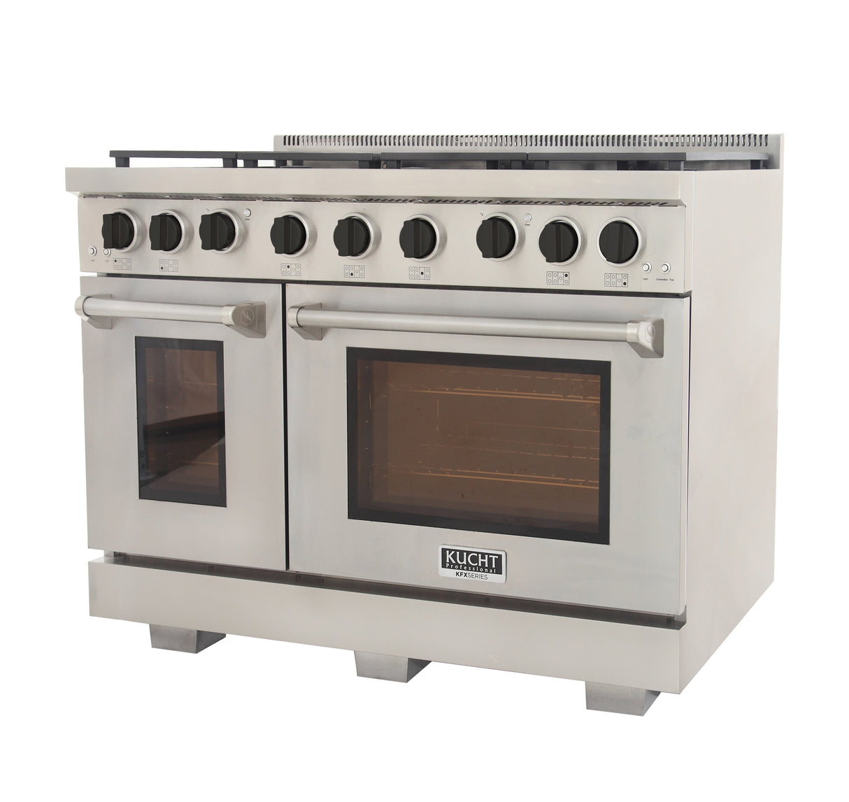 KUCHT Professional 48 in. 6.7 cu. ft. Natural Gas Range with Sealed Burners, Grill / Griddle and Two Ovens - One Convection - in Stainless Steel