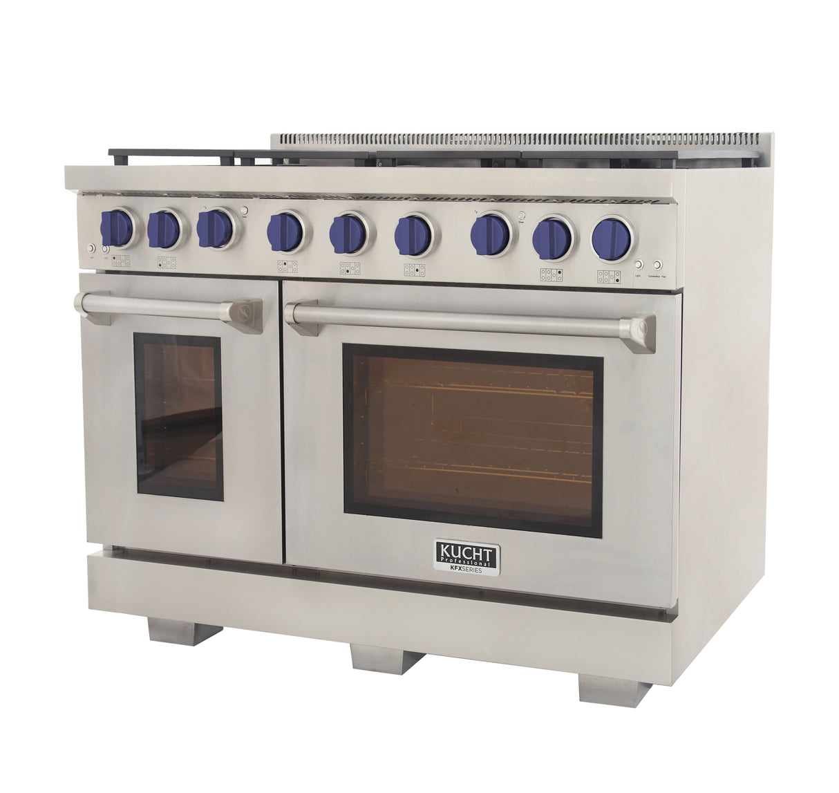 KUCHT Professional 48 in. 6.7 cu. ft. Propane Gas Range with Sealed Burners, Griddle and Two Ovens - One Convection - in Stainless Steel