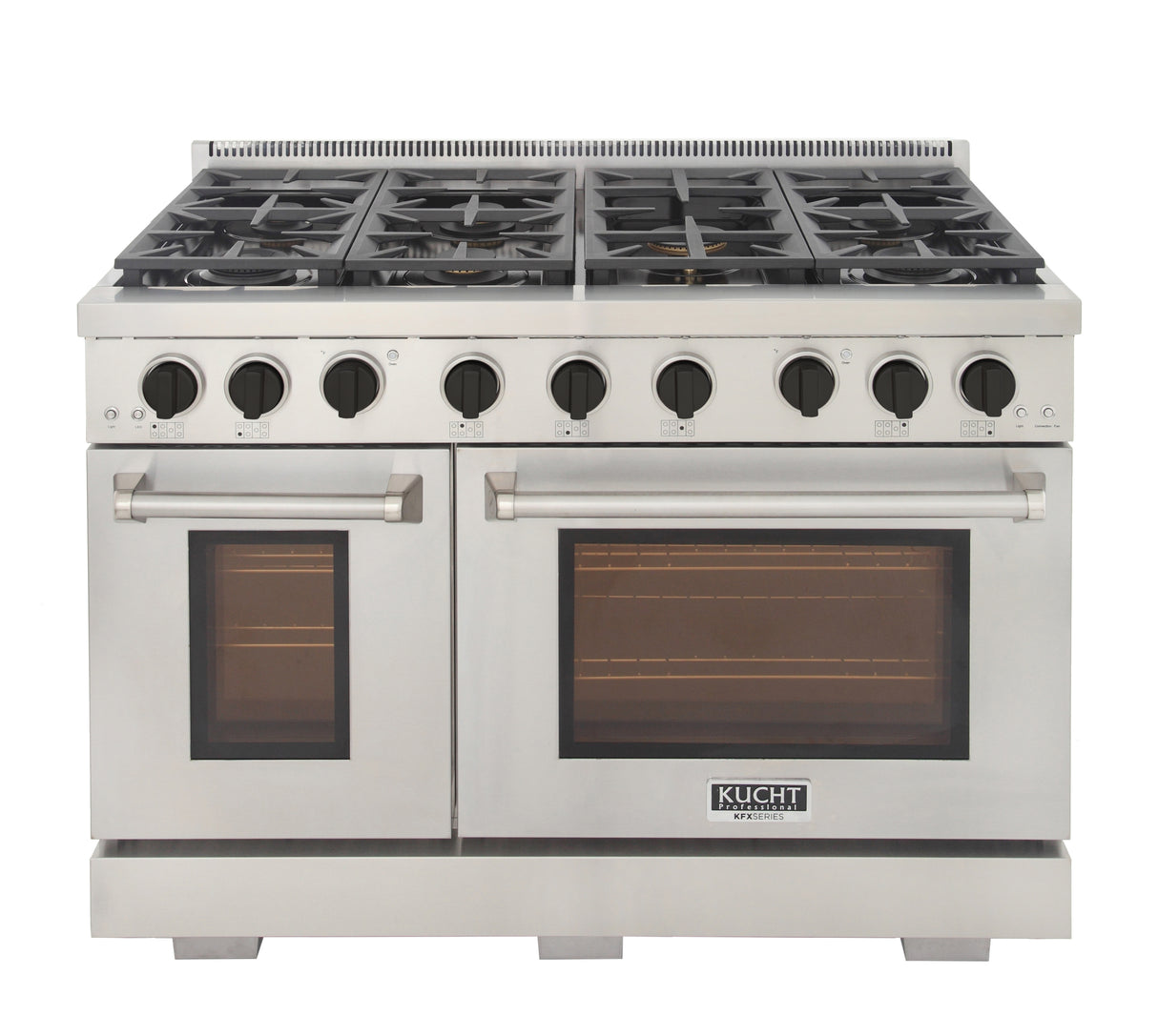 KUCHT Professional 48 in. 6.7 cu. ft. Propane Gas Range with Sealed Burners, Griddle and Two Ovens - One Convection - in Stainless Steel