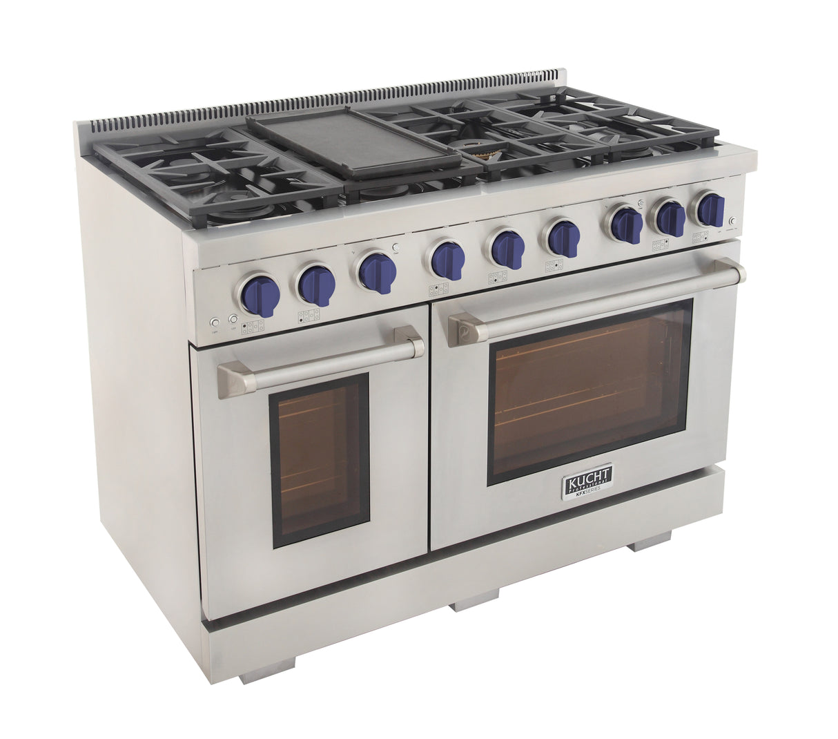 KUCHT Professional 48 in. 6.7 cu. ft. Propane Gas Range with Sealed Burners, Griddle and Two Ovens - One Convection - in Stainless Steel
