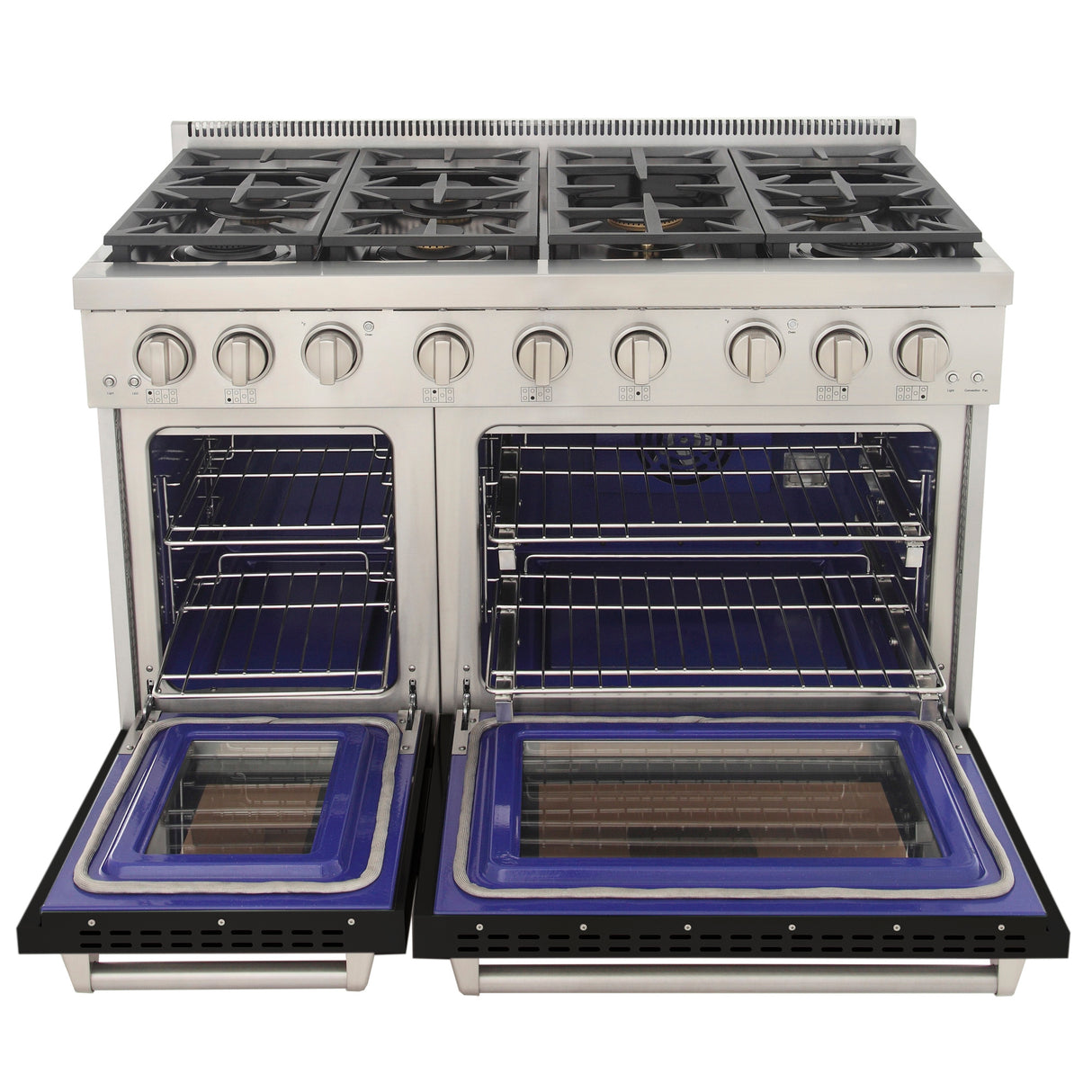 KUCHT Professional 48 in. 6.7 cu. ft. Natural Gas Range with Sealed Burners, Grill / Griddle and Two Ovens - One Convection