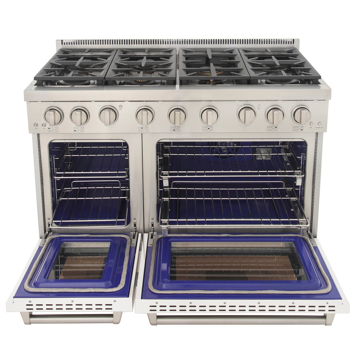 KUCHT Professional 48 in. 6.7 cu. ft. Natural Gas Range with Sealed Burners, Grill / Griddle and Two Ovens - One Convection