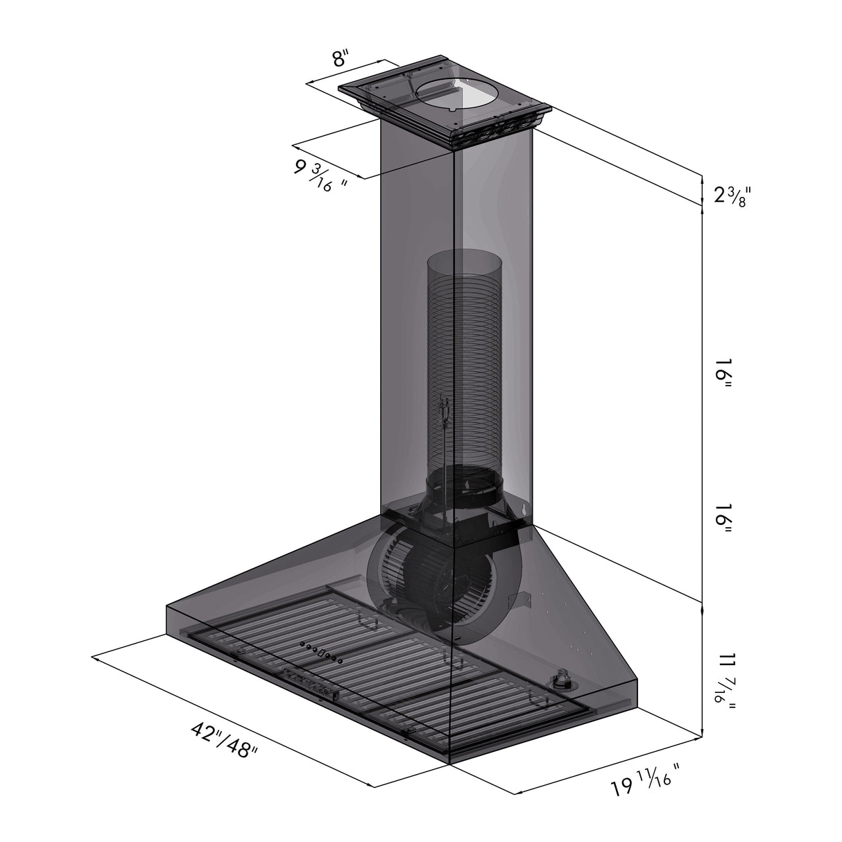 ZLINE 48" Convertible Vent Convertible Vent Wall Mount Range Hood in Stainless Steel with Crown Molding (KL3CRN-48)