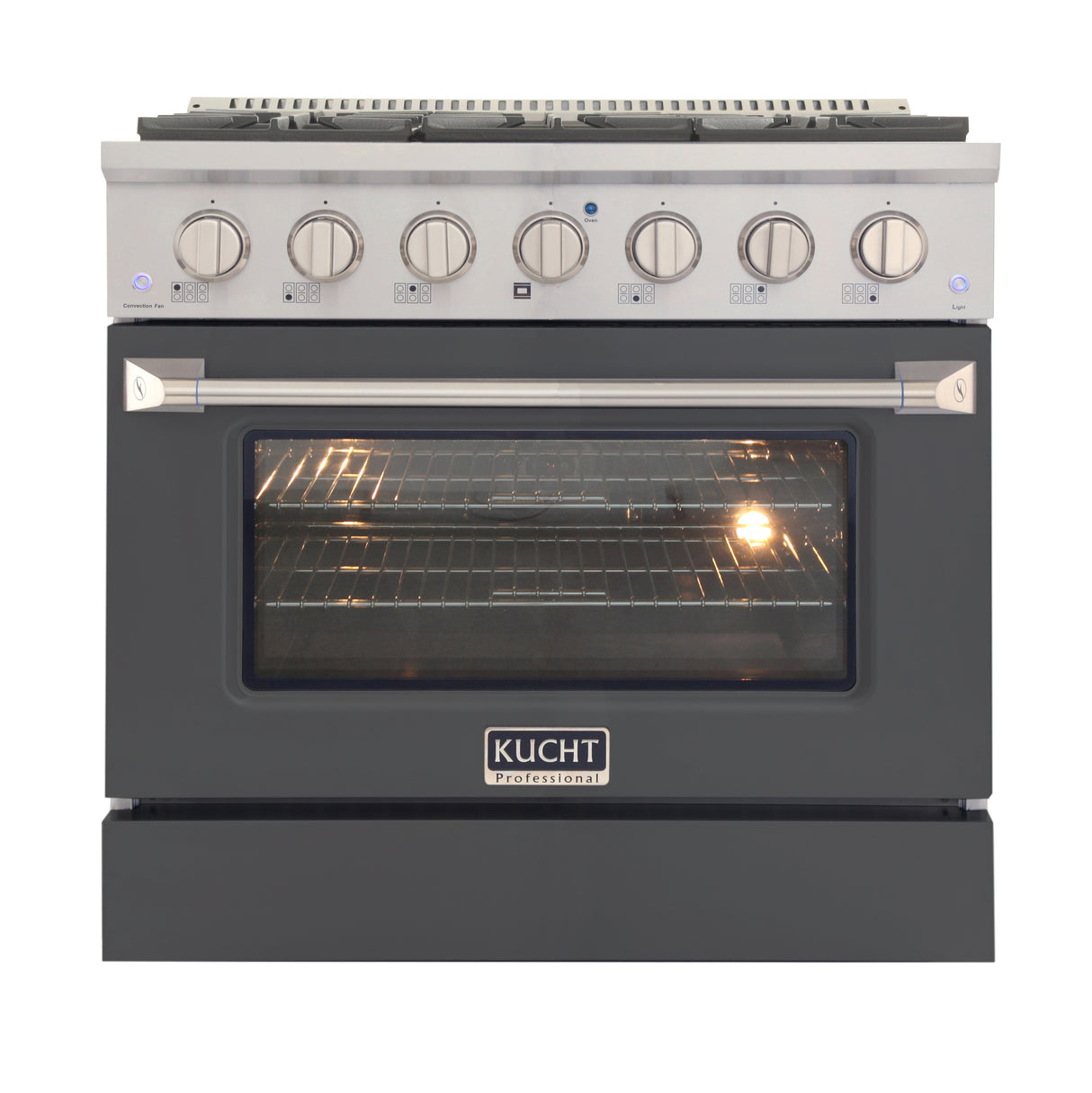 KUCHT Professional 36 in. 5.2 cu. ft. Natural Gas Range with Sealed Burners and Convection Oven in Stainless Steel