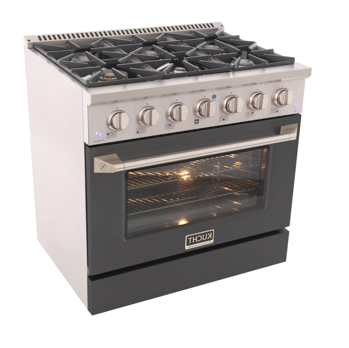 KUCHT Professional 36 in. 5.2 cu. ft. Propane Gas Range with Sealed Burners and Convection Oven in Stainless Steel