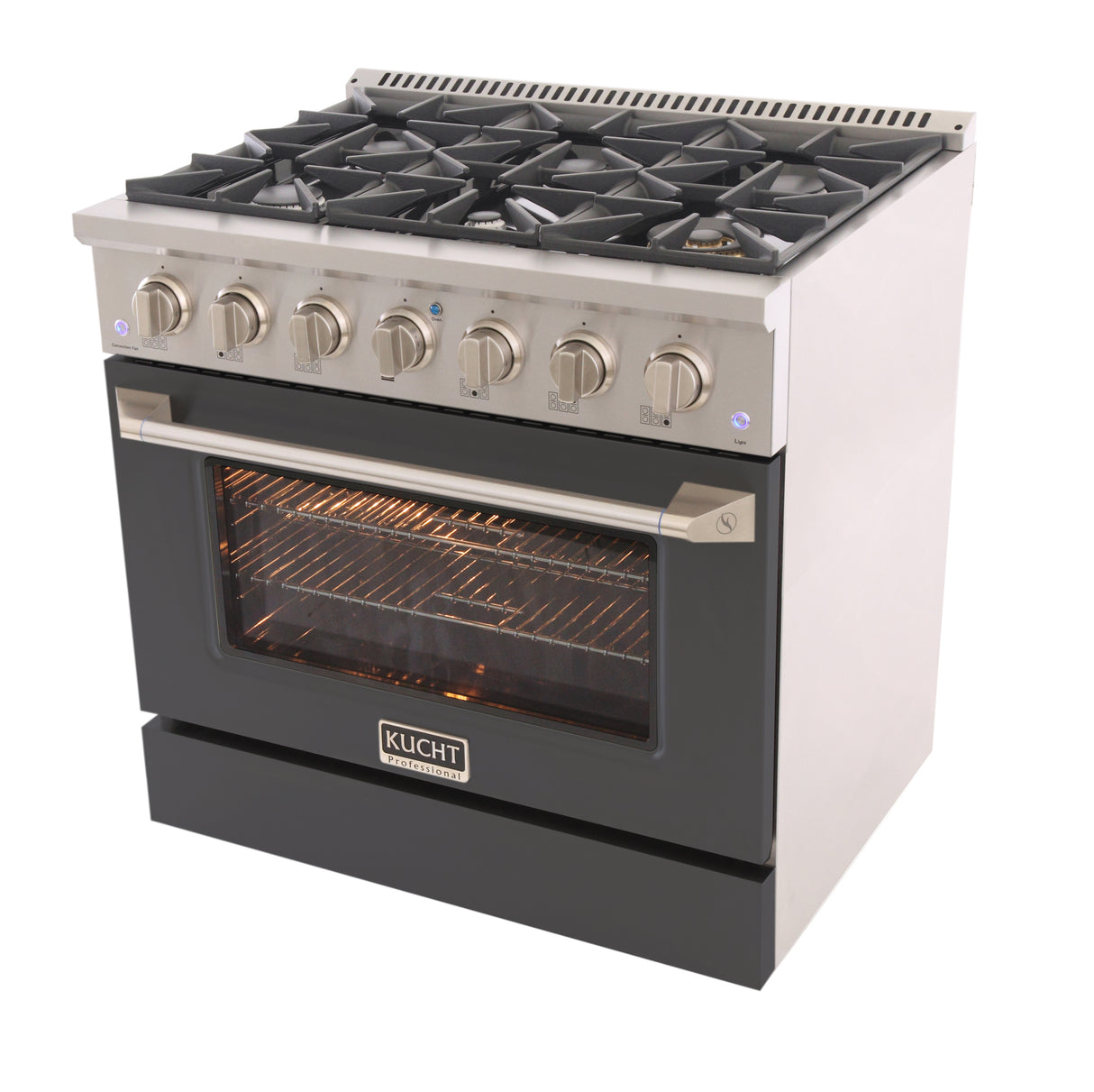 KUCHT Professional 36 in. 5.2 cu. ft. Natural Gas Range with Sealed Burners and Convection Oven in Stainless Steel