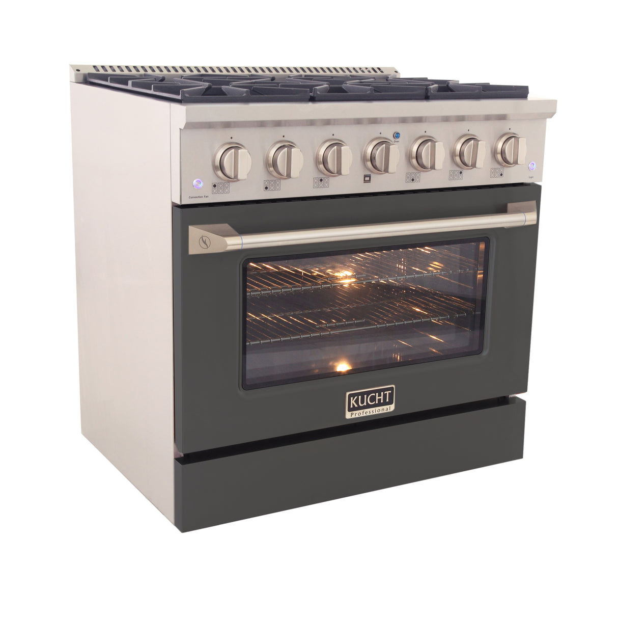 KUCHT Professional 36 in. 5.2 cu. ft. Propane Gas Range with Sealed Burners and Convection Oven in Stainless Steel