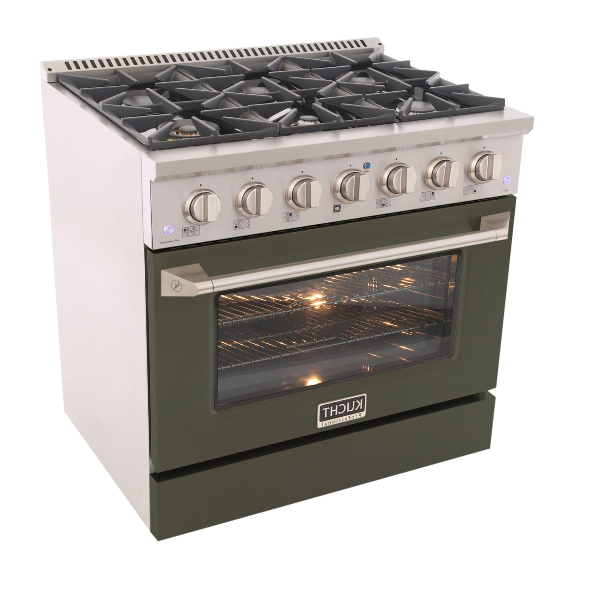 KUCHT Professional 36 in. 5.2 cu. ft. Propane Gas Range with Sealed Burners and Convection Oven in Stainless Steel