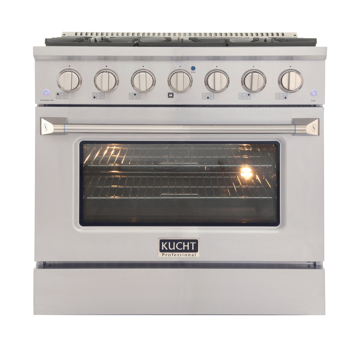 KUCHT Professional 36 in. 5.2 cu. ft. Natural Gas Range with Sealed Burners and Convection Oven in Stainless Steel