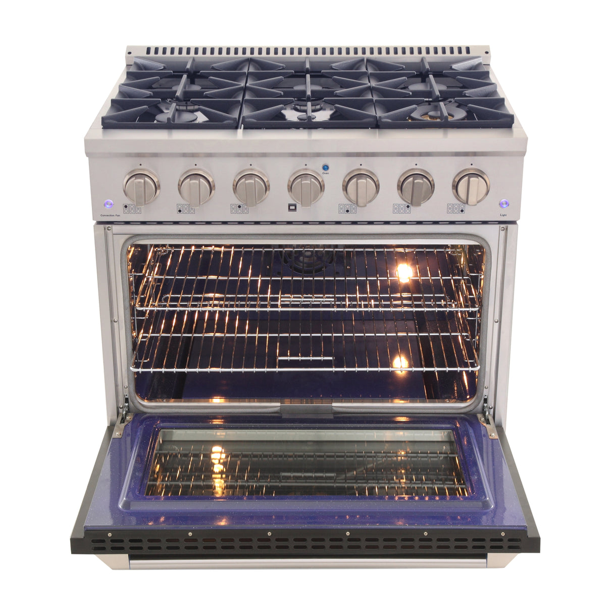 KUCHT Professional 36 in. 5.2 cu. ft. Dual Fuel Range for Propane Gas with Sealed Burners and Convection Oven in Stainless Steel