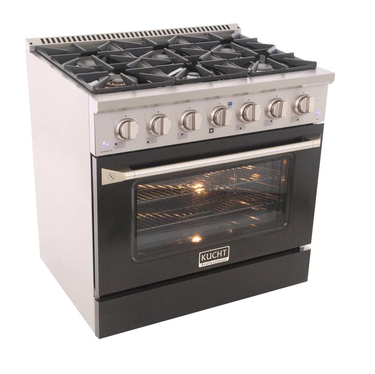KUCHT Professional 36 in. 5.2 cu. ft. Dual Fuel Range for Propane Gas with Sealed Burners and Convection Oven in Stainless Steel