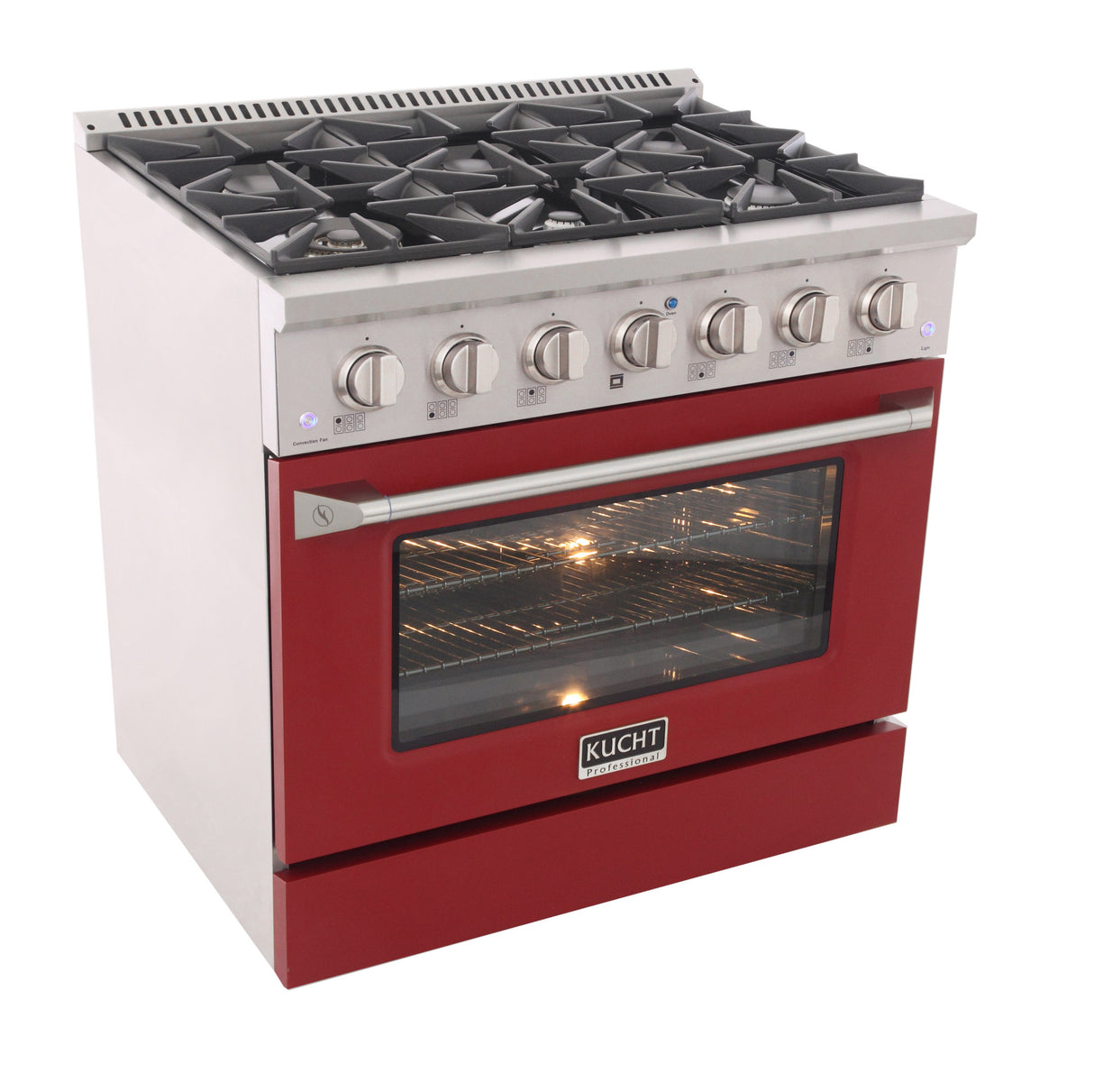 KUCHT Professional 36 in. 5.2 cu. ft. Dual Fuel Range for Natural Gas with Sealed Burners and Convection Oven in Stainless Steel