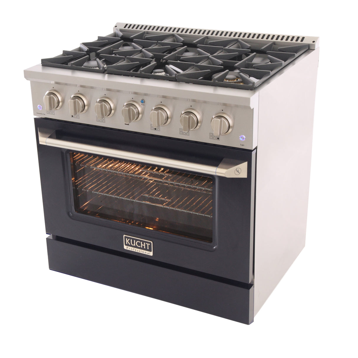 KUCHT Professional 36 in. 5.2 cu. ft. Natural Gas Range with Sealed Burners and Convection Oven in Stainless Steel