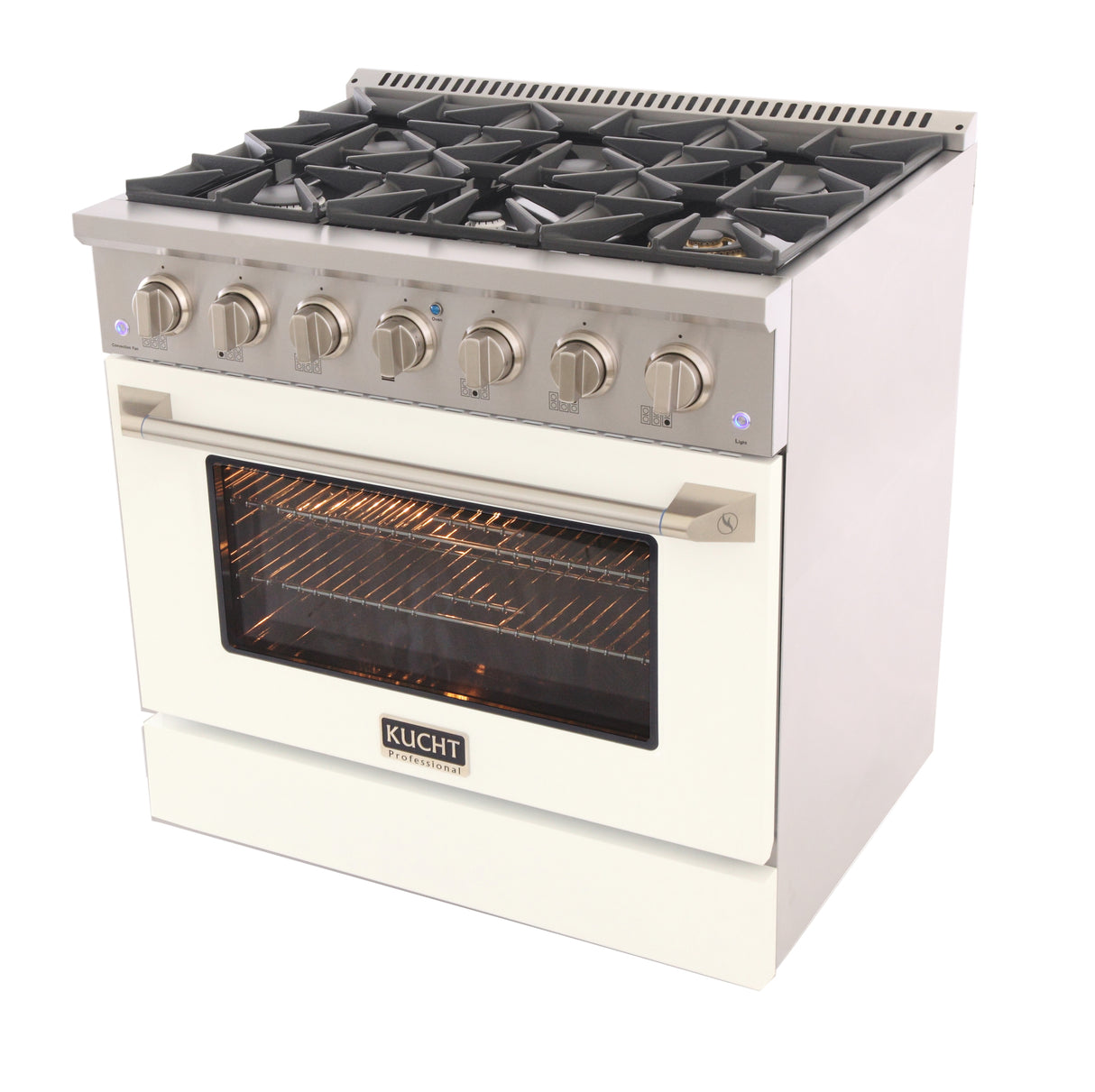 KUCHT Professional 36 in. 5.2 cu. ft. Dual Fuel Range for Natural Gas with Sealed Burners and Convection Oven in Stainless Steel