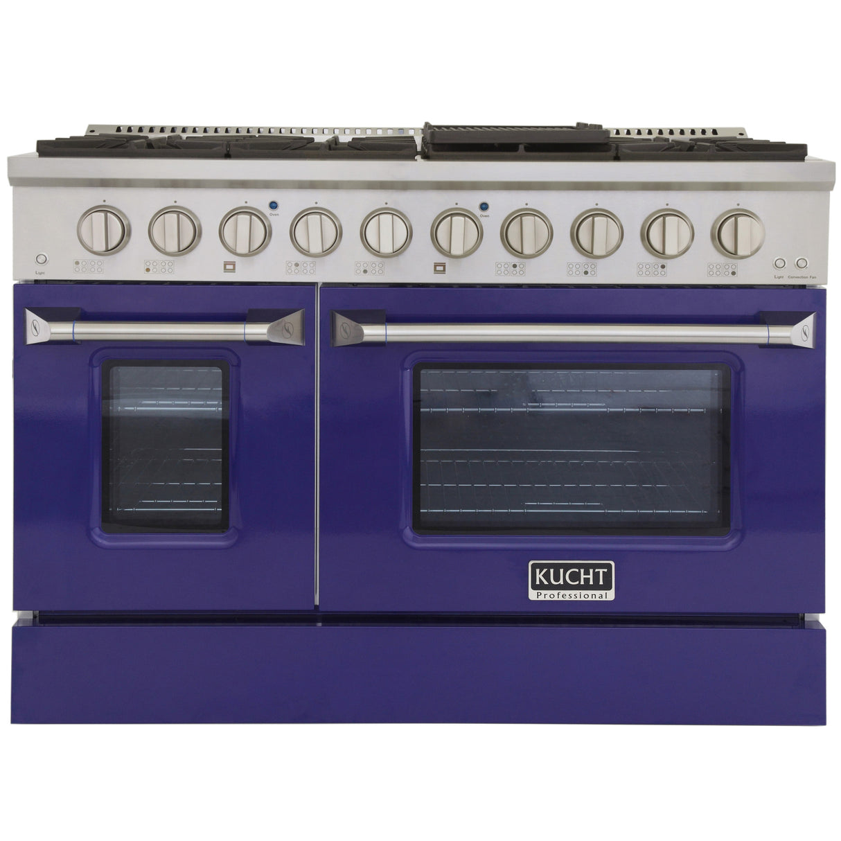 KUCHT Professional 48 in. 6.7 cu. ft. Natural Gas Range with Sealed Burners, Griddle/Grill and Two Ovens - One Convection - in Stainless Steel