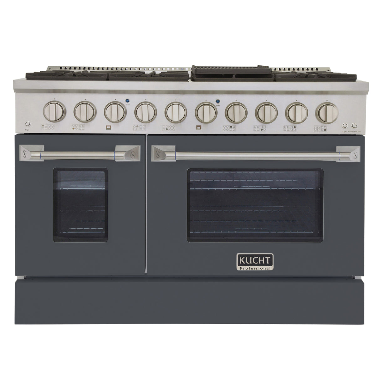 KUCHT Professional 48 in. 6.7 cu. ft. Natural Gas Range with Sealed Burners, Griddle/Grill and Two Ovens - One Convection - in Stainless Steel