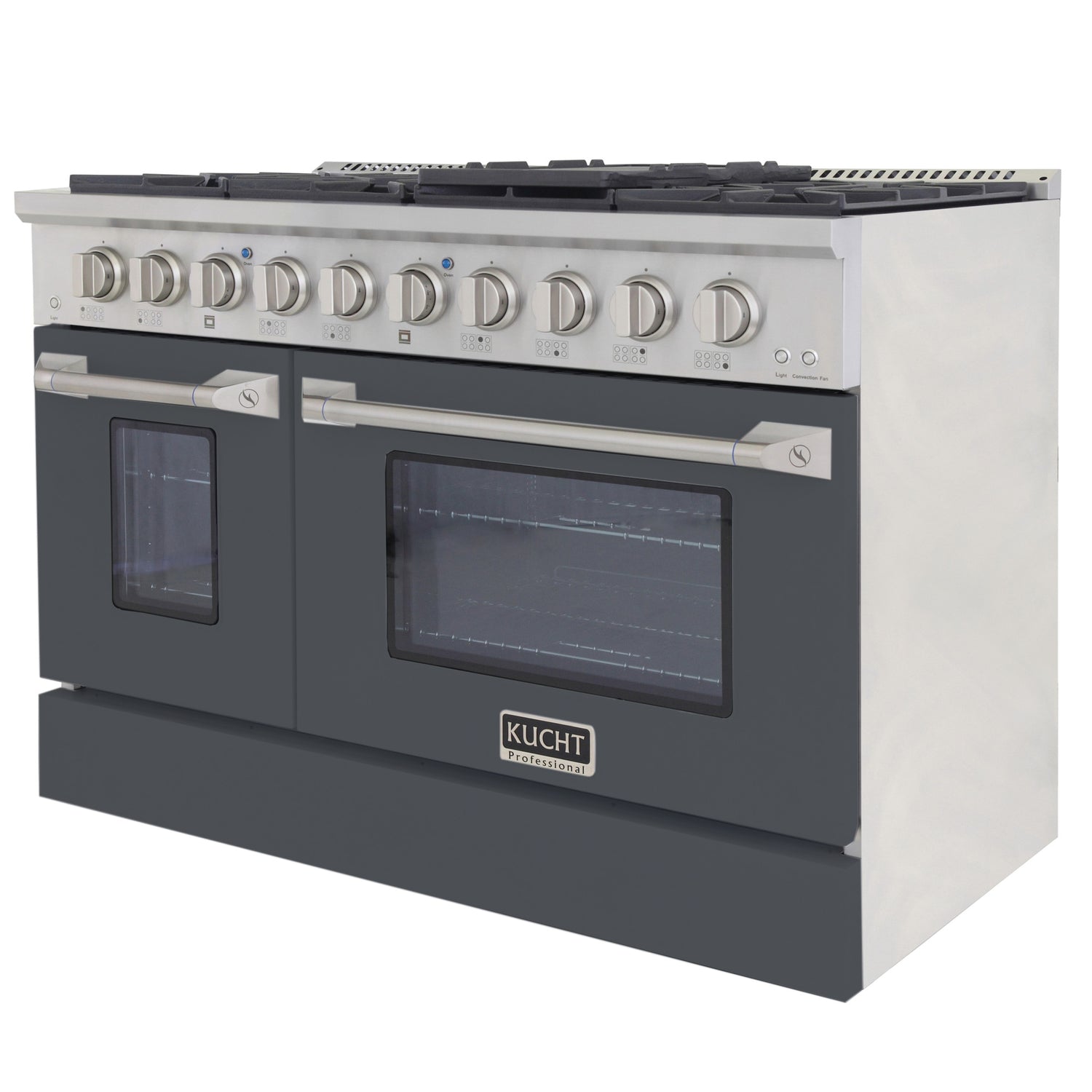 KUCHT Professional 48 in. 6.7 cu. ft. Propane Gas Range with Sealed Burners, Griddle/Grill and Two Ovens - One Convection - in Stainless Steel