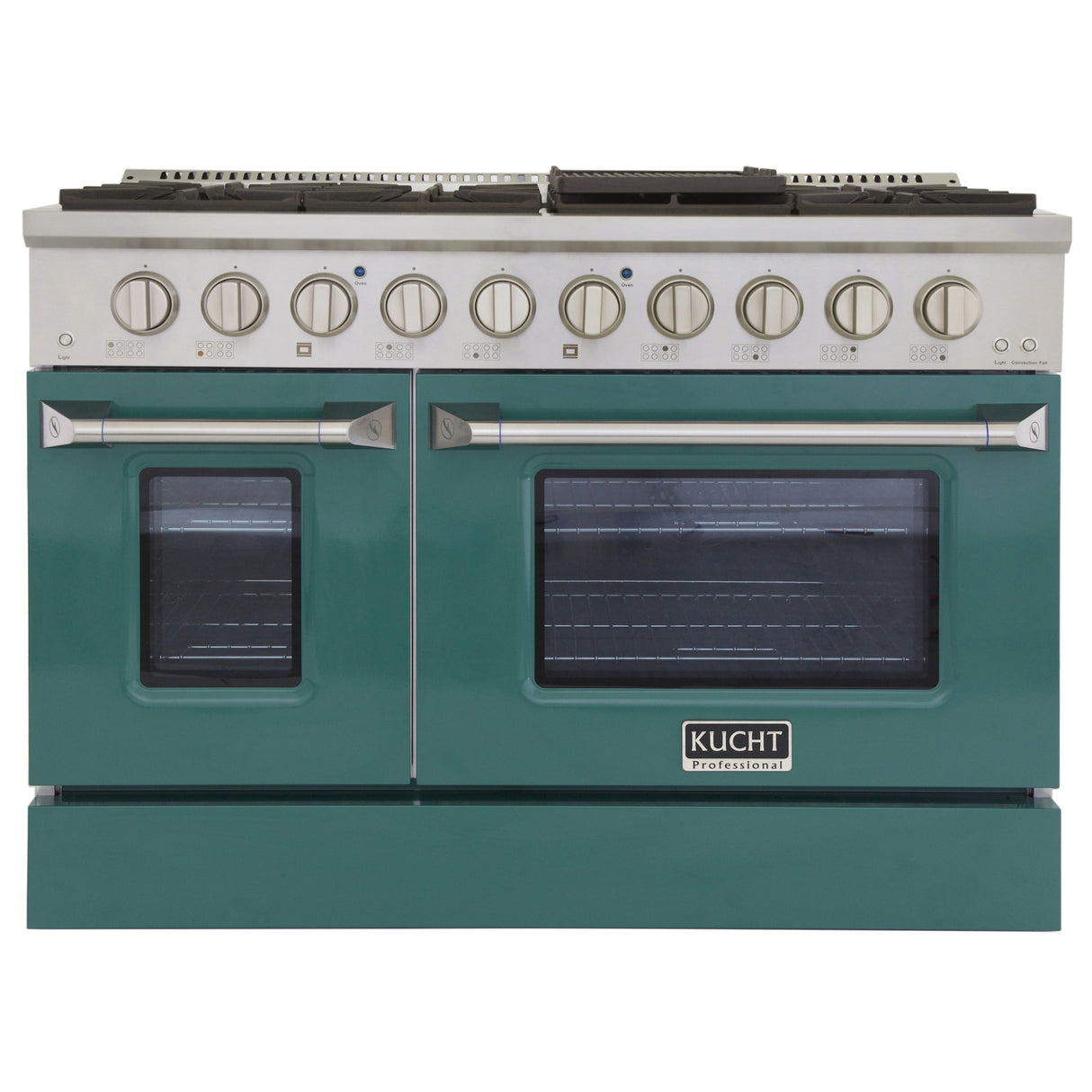 KUCHT Professional 48 in. 6.7 cu. ft. Natural Gas Range with Sealed Burners, Griddle/Grill and Two Ovens - One Convection - in Stainless Steel