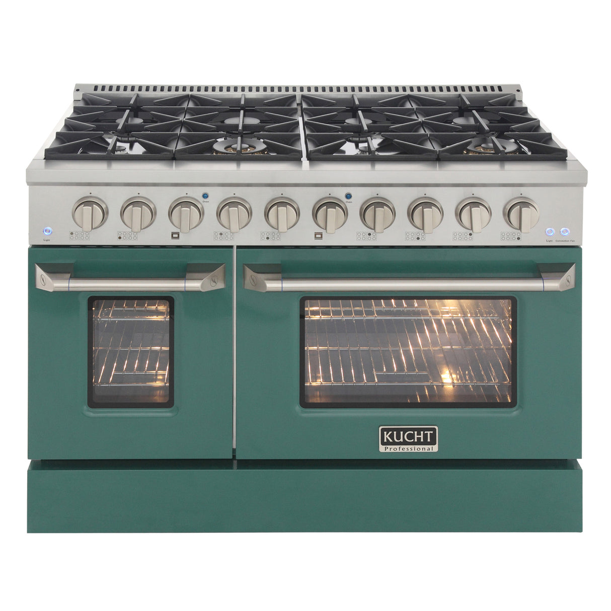 KUCHT Professional 48 in. 6.7 cu. ft. Dual Fuel Range for Propane Gas with Sealed Burners Griddle Grill and Two Ovens One Convection in Stainless Steel