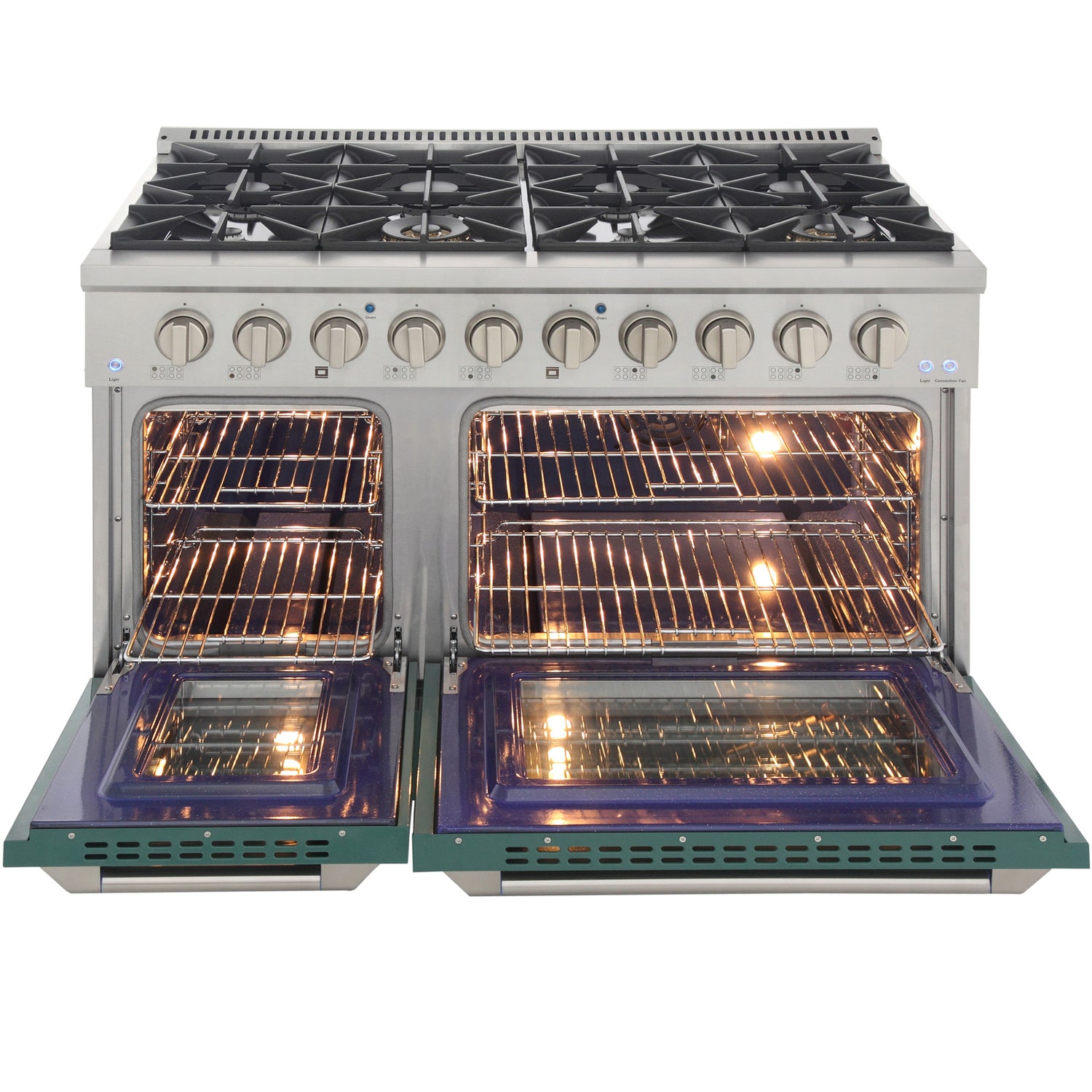 KUCHT Professional 48 in. 6.7 cu. ft. Propane Gas Range with Sealed Burners, Griddle/Grill and Two Ovens - One Convection - in Stainless Steel