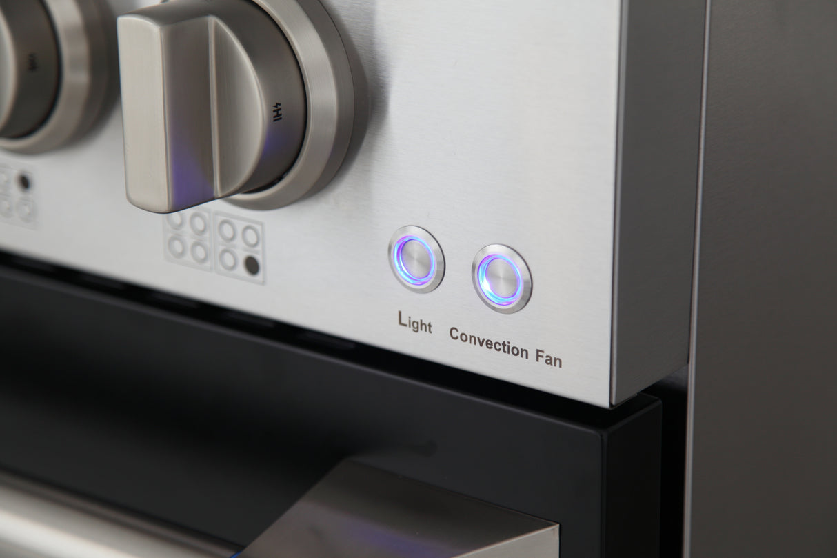 KUCHT Professional 48 in. 6.7 cu. ft. Dual Fuel Range for Natural Gas with Sealed Burners Griddle Grill and Two Ovens One Convection in Stainless Steel