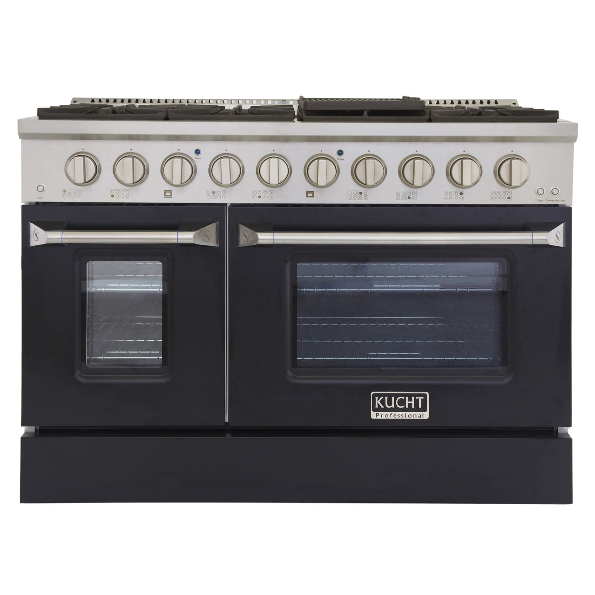 KUCHT Professional 48 in. 6.7 cu. ft. Natural Gas Range with Sealed Burners, Griddle/Grill and Two Ovens - One Convection - in Stainless Steel