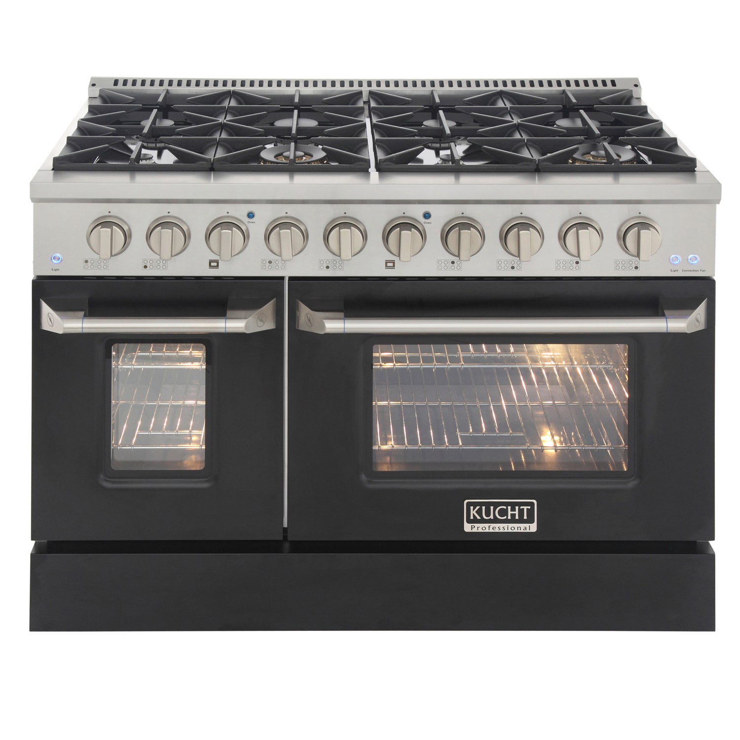 KUCHT Professional 48 in. 6.7 cu. ft. Propane Gas Range with Sealed Burners, Griddle/Grill and Two Ovens - One Convection - in Stainless Steel