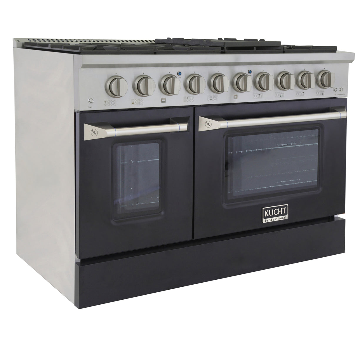 KUCHT Professional 48 in. 6.7 cu. ft. Dual Fuel Range for Natural Gas with Sealed Burners Griddle Grill and Two Ovens One Convection in Stainless Steel