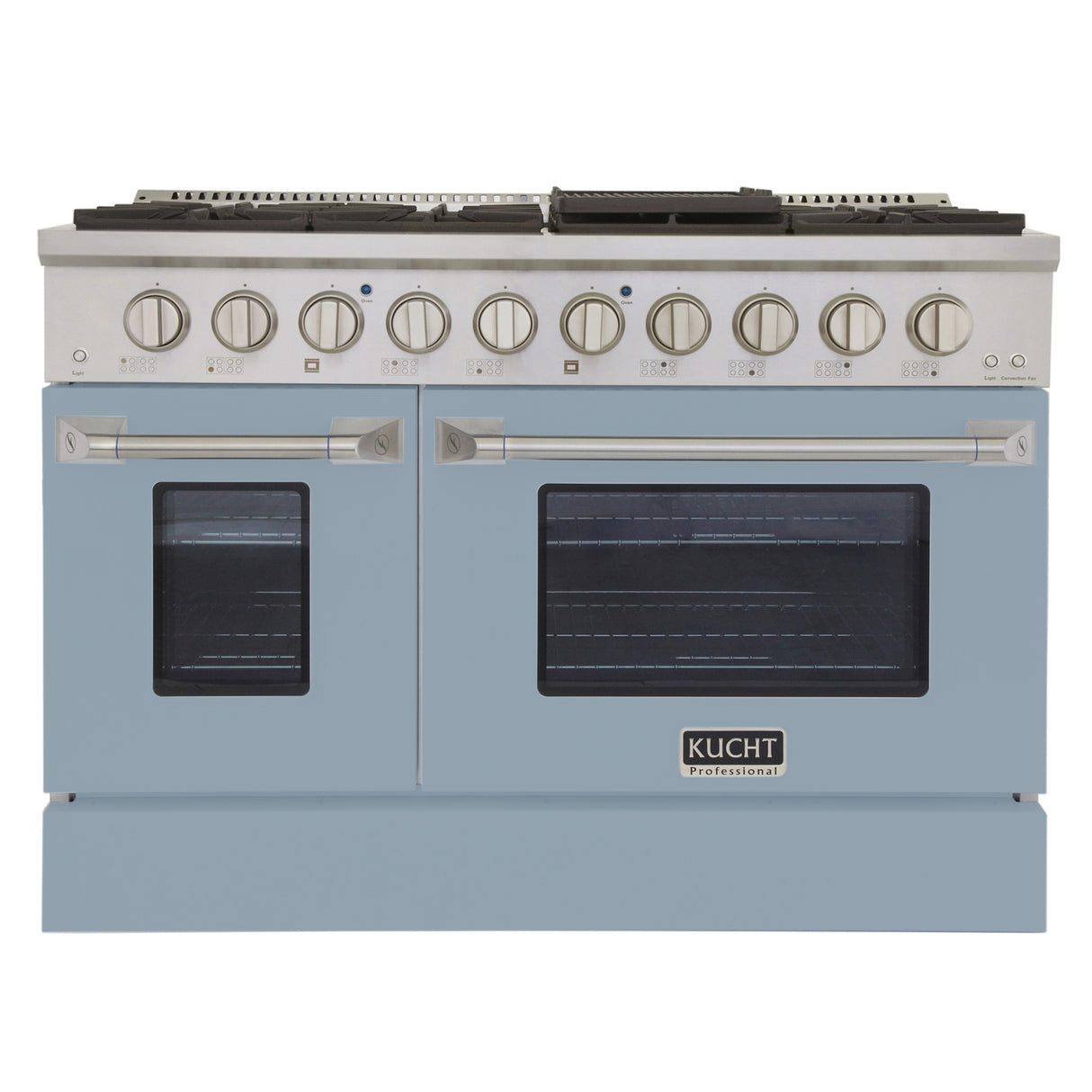 KUCHT Professional 48 in. 6.7 cu. ft. Natural Gas Range with Sealed Burners, Griddle/Grill and Two Ovens - One Convection - in Stainless Steel
