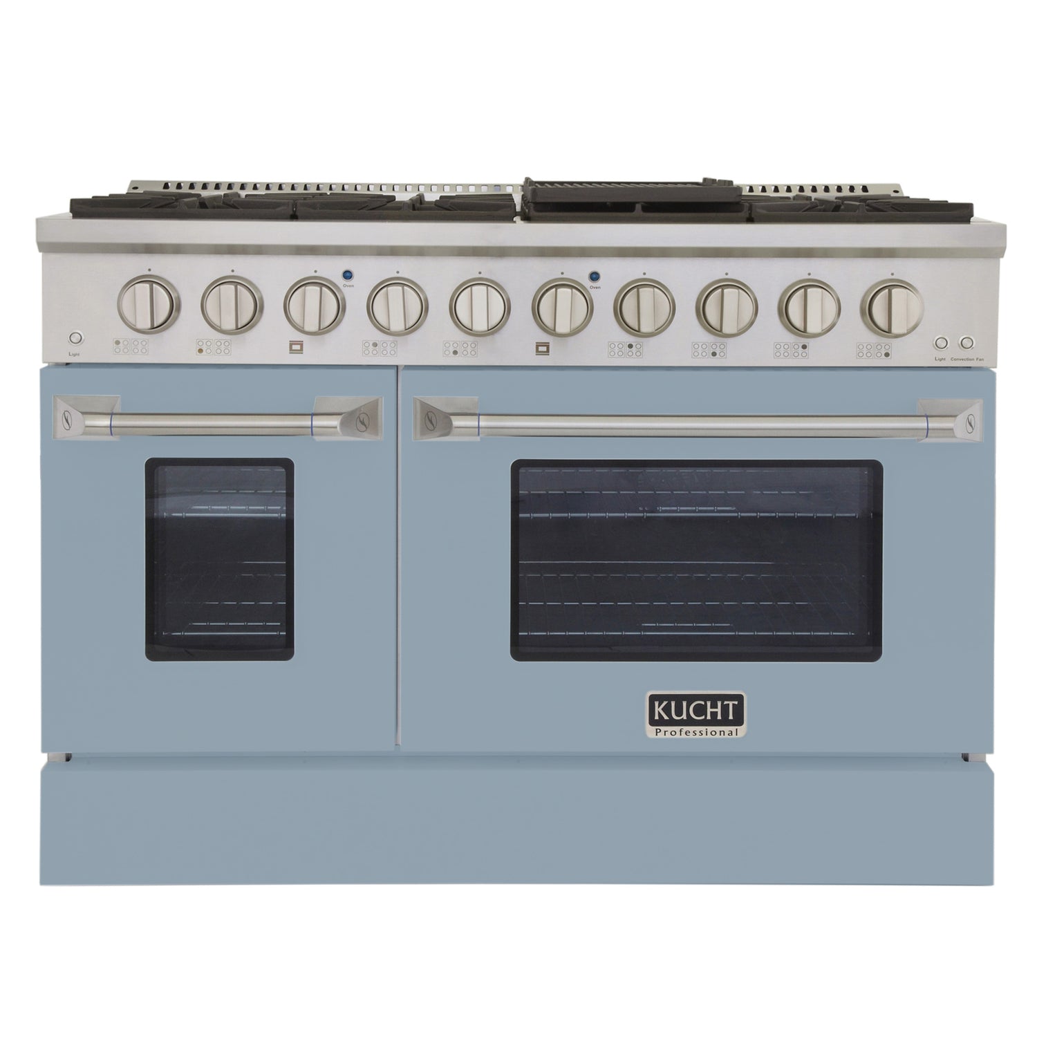 KUCHT Professional 48 in. 6.7 cu. ft. Propane Gas Range with Sealed Burners, Griddle/Grill and Two Ovens - One Convection - in Stainless Steel
