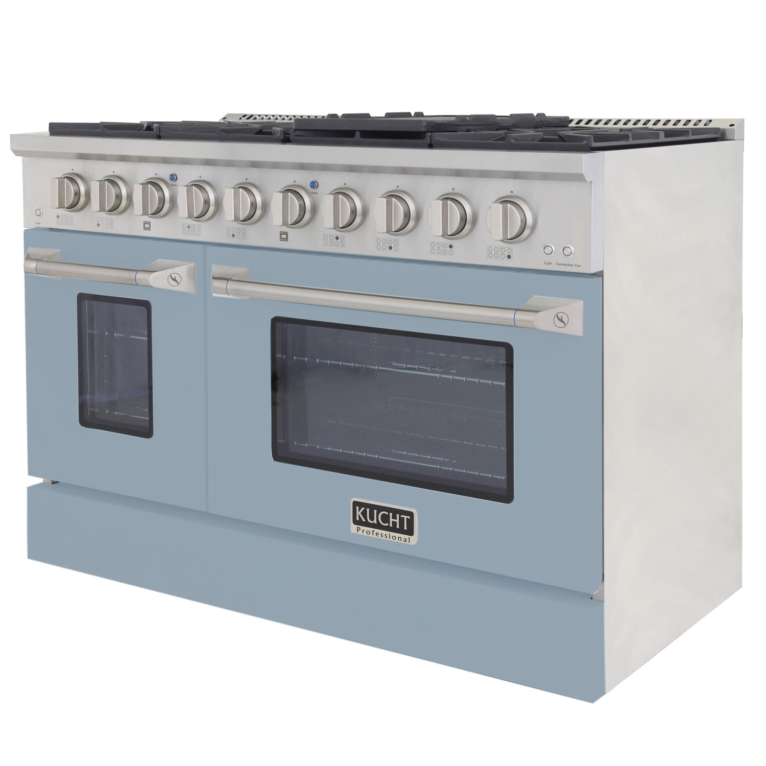 KUCHT Professional 48 in. 6.7 cu. ft. Propane Gas Range with Sealed Burners, Griddle/Grill and Two Ovens - One Convection - in Stainless Steel