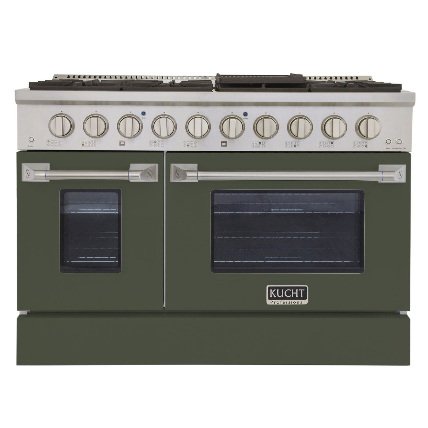 KUCHT Professional 48 in. 6.7 cu. ft. Propane Gas Range with Sealed Burners, Griddle/Grill and Two Ovens - One Convection - in Stainless Steel