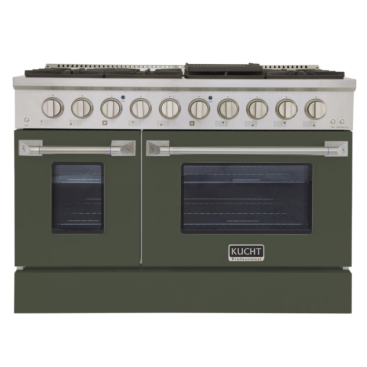 KUCHT Professional 48 in. 6.7 cu. ft. Natural Gas Range with Sealed Burners, Griddle/Grill and Two Ovens - One Convection - in Stainless Steel
