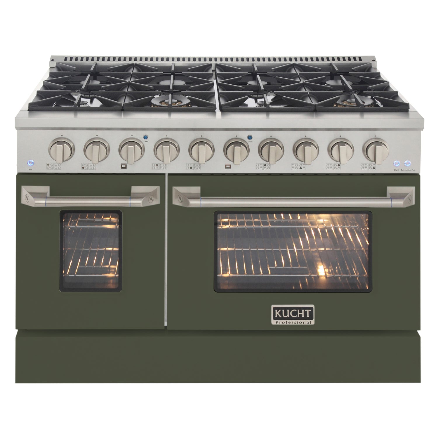 KUCHT Professional 48 in. 6.7 cu. ft. Propane Gas Range with Sealed Burners, Griddle/Grill and Two Ovens - One Convection - in Stainless Steel