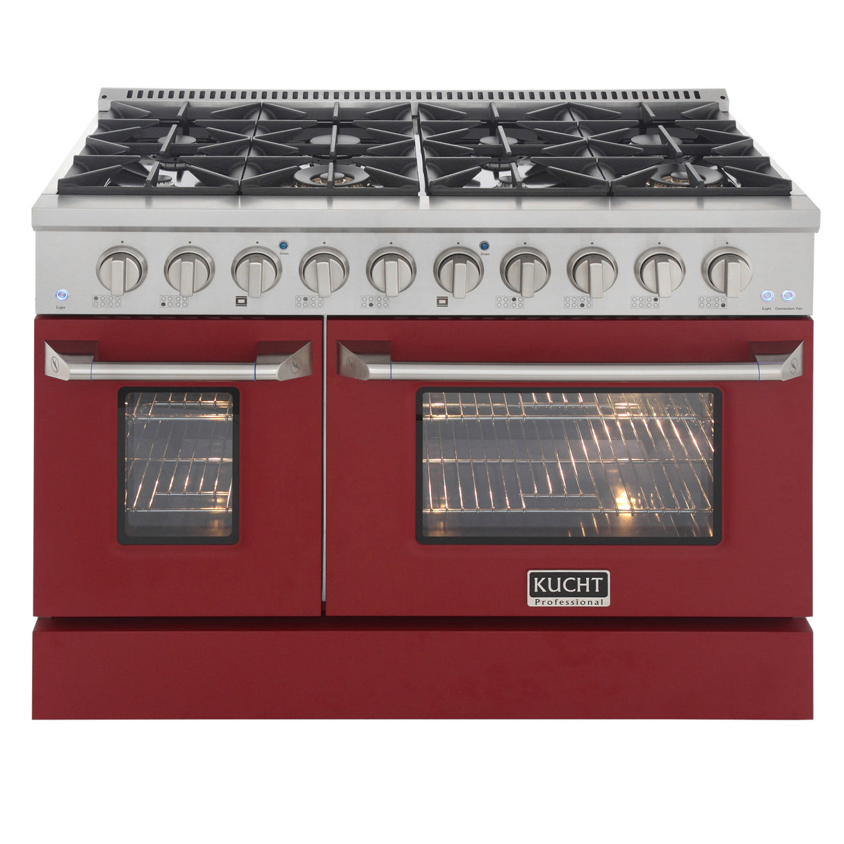 KUCHT Professional 48 in. 6.7 cu. ft. Dual Fuel Range for Natural Gas with Sealed Burners Griddle Grill and Two Ovens One Convection in Stainless Steel