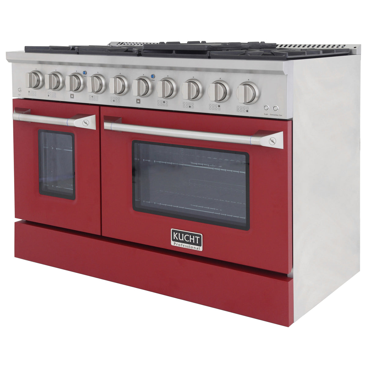 KUCHT Professional 48 in. 6.7 cu. ft. Dual Fuel Range for Propane Gas with Sealed Burners Griddle Grill and Two Ovens One Convection in Stainless Steel