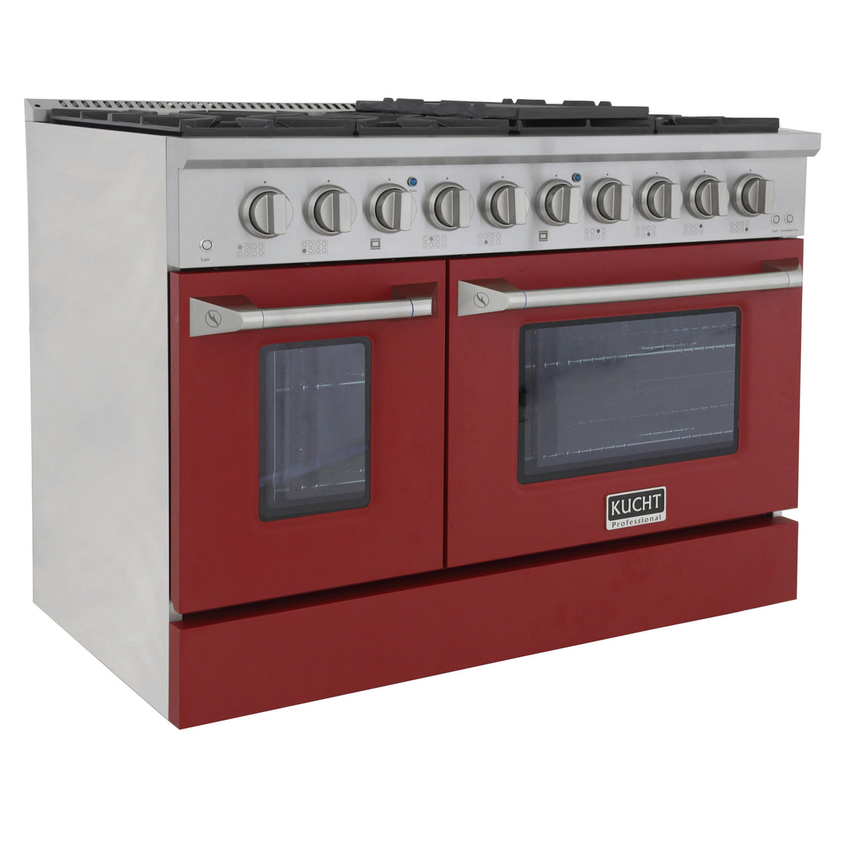 KUCHT Professional 48 in. 6.7 cu. ft. Dual Fuel Range for Propane Gas with Sealed Burners Griddle Grill and Two Ovens One Convection in Stainless Steel