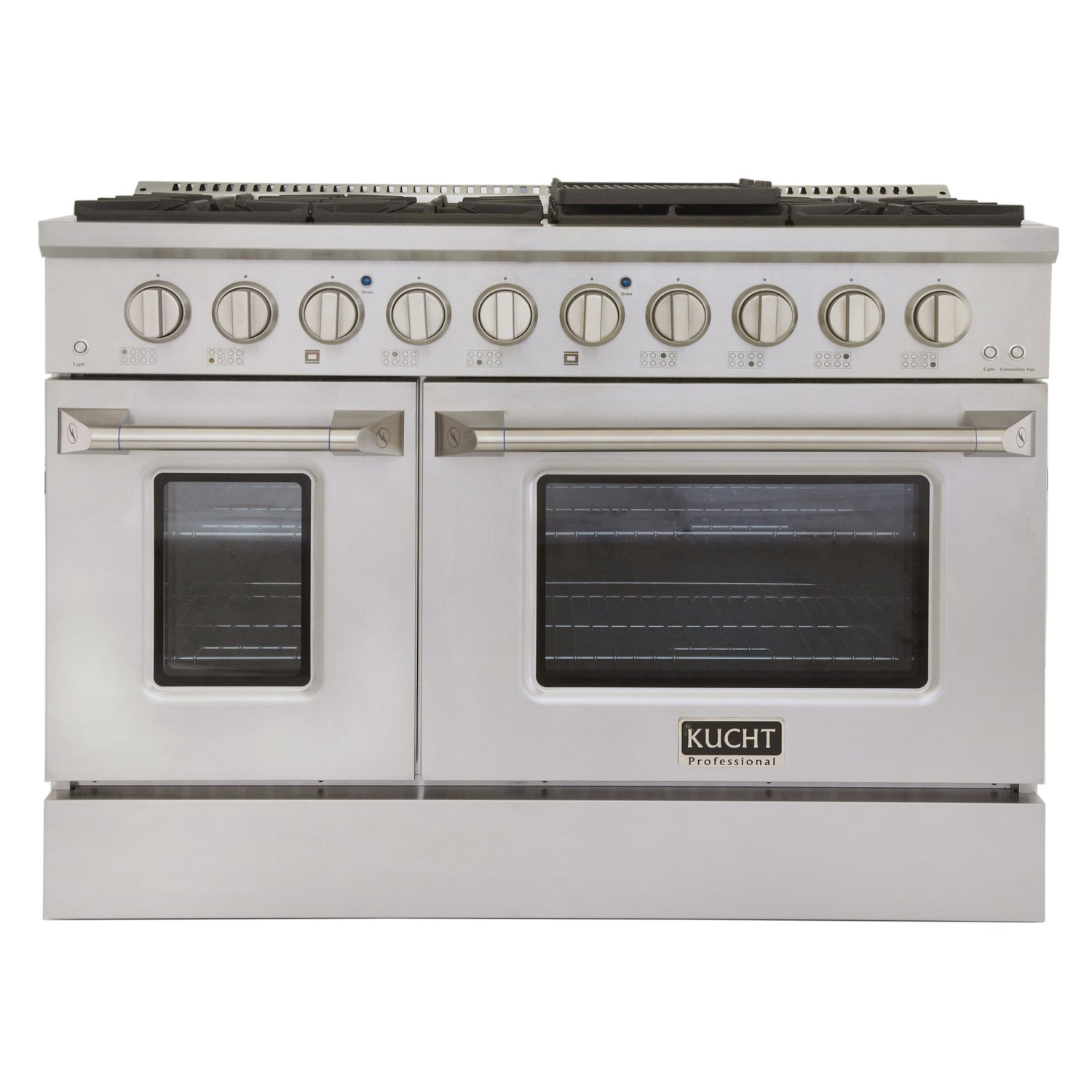 KUCHT Professional 48 in. 6.7 cu. ft. Propane Gas Range with Sealed Burners, Griddle/Grill and Two Ovens - One Convection - in Stainless Steel