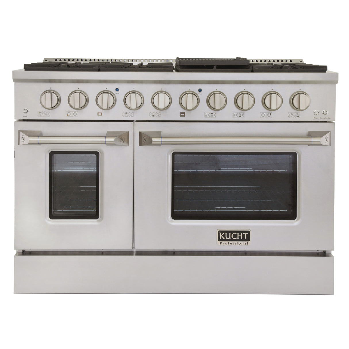KUCHT Professional 48 in. 6.7 cu. ft. Dual Fuel Range for Propane Gas with Sealed Burners Griddle Grill and Two Ovens One Convection in Stainless Steel