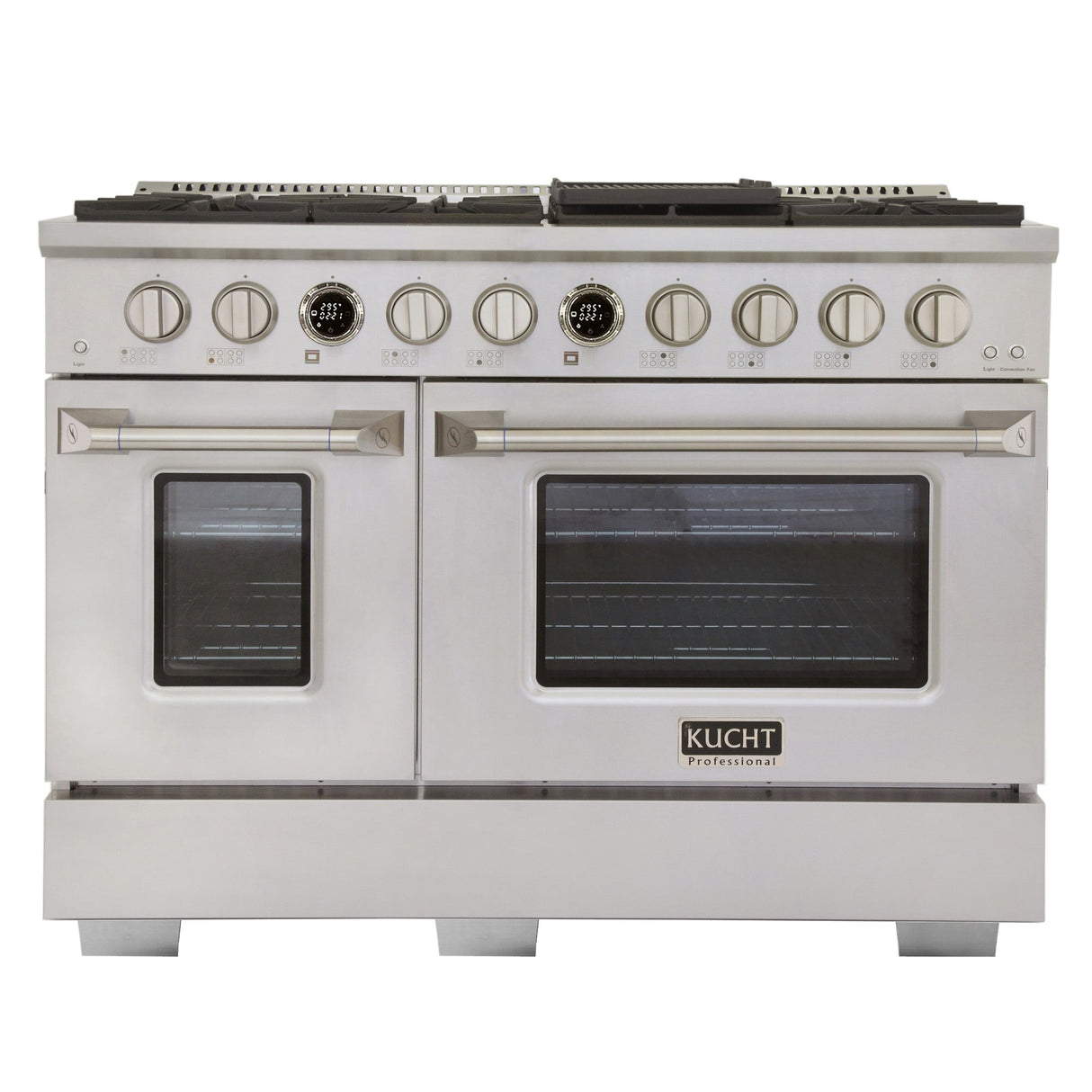 48 in. 6.7 cu. ft. 8 Burners Dual Fuel Range for Natural Gas in Stainless Steel with Kucht Horus Thermostat