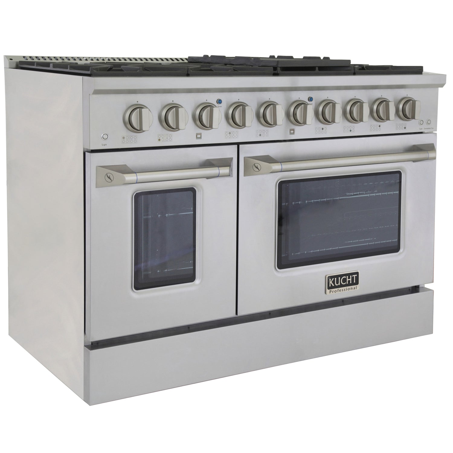KUCHT Professional 48 in. 6.7 cu. ft. Propane Gas Range with Sealed Burners, Griddle/Grill and Two Ovens - One Convection - in Stainless Steel
