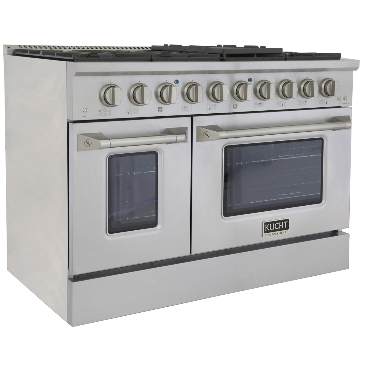 KUCHT Professional 48 in. 6.7 cu. ft. Dual Fuel Range for Propane Gas with Sealed Burners Griddle Grill and Two Ovens One Convection in Stainless Steel