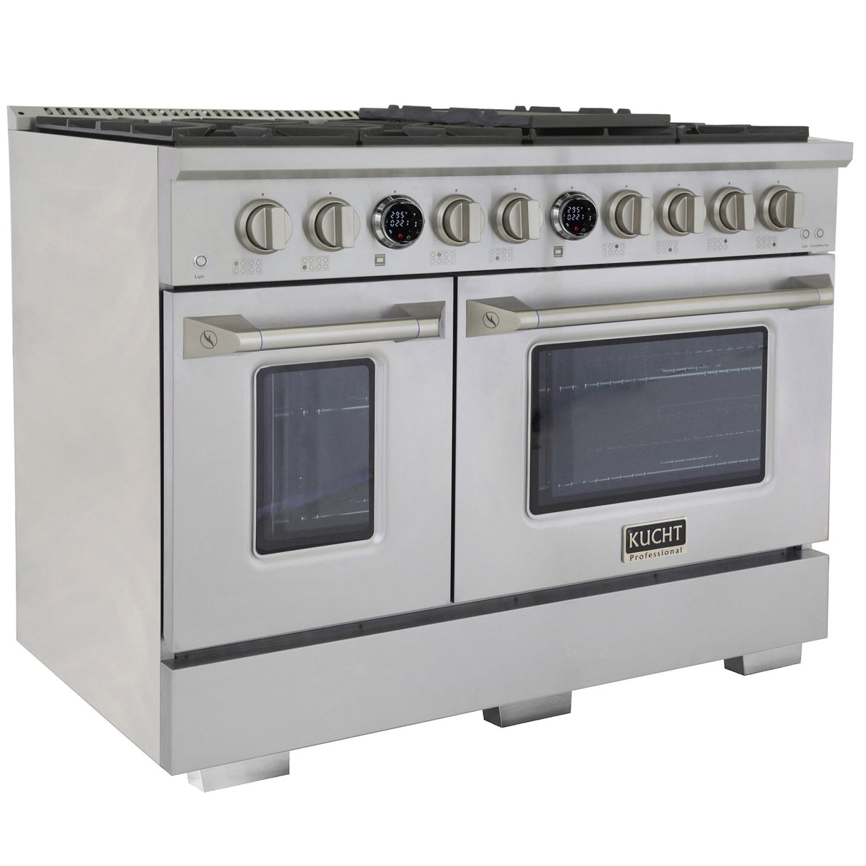 48 in. 6.7 cu. ft. 8 Burners Dual Fuel Range for Natural Gas in Stainless Steel with Kucht Horus Thermostat