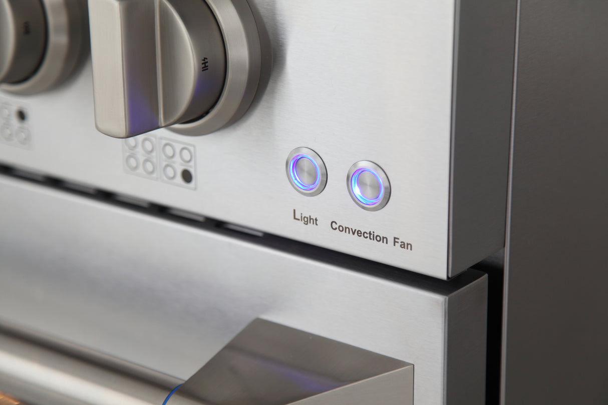 KUCHT Professional 48 in. 6.7 cu. ft. Dual Fuel Range for Propane Gas with Sealed Burners Griddle Grill and Two Ovens One Convection in Stainless Steel