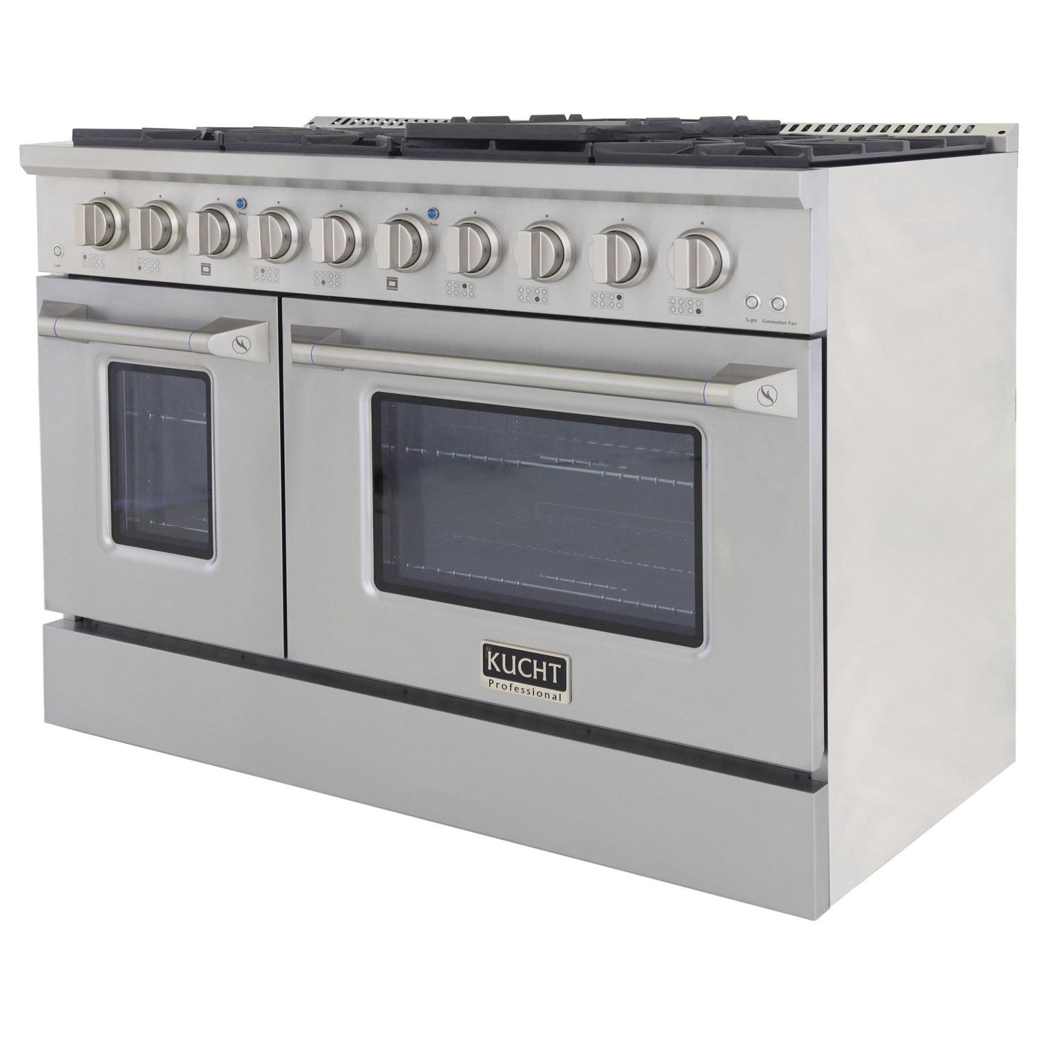 KUCHT Professional 48 in. 6.7 cu. ft. Propane Gas Range with Sealed Burners, Griddle/Grill and Two Ovens - One Convection - in Stainless Steel