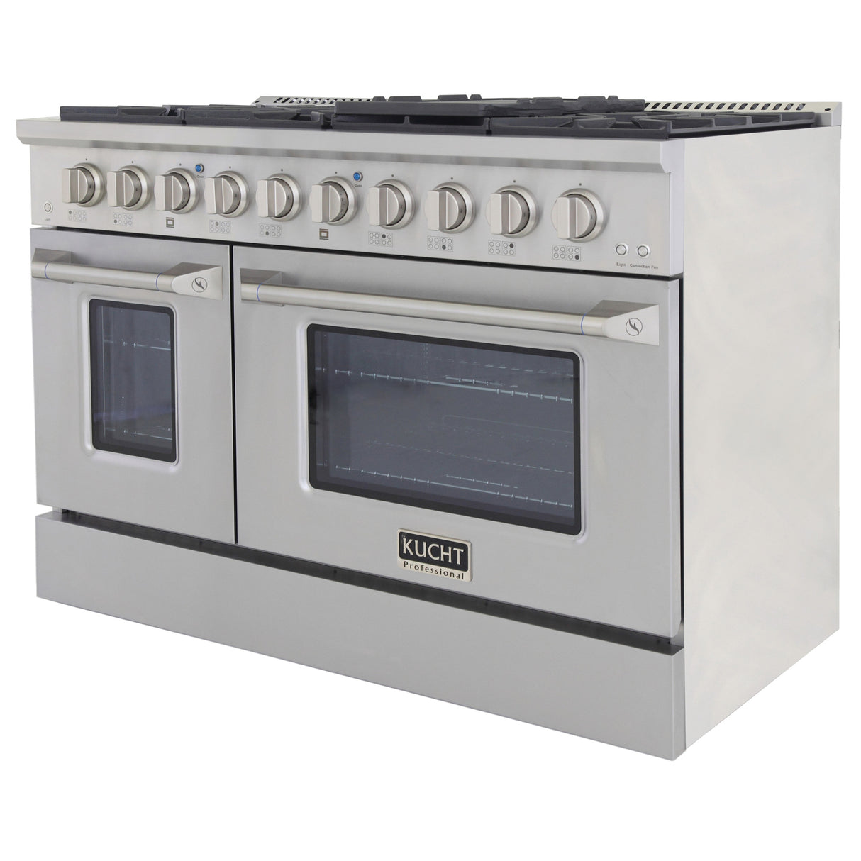 KUCHT Professional 48 in. 6.7 cu. ft. Natural Gas Range with Sealed Burners, Griddle/Grill and Two Ovens - One Convection - in Stainless Steel